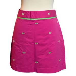 Vineyard Vines Hot Pink Skirt with Green and White Embroidered Whales Size 6